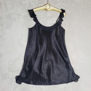 Vintage Morgan Taylor Black Ruffle Strap Babydoll Slip Dress L Whimsigoth